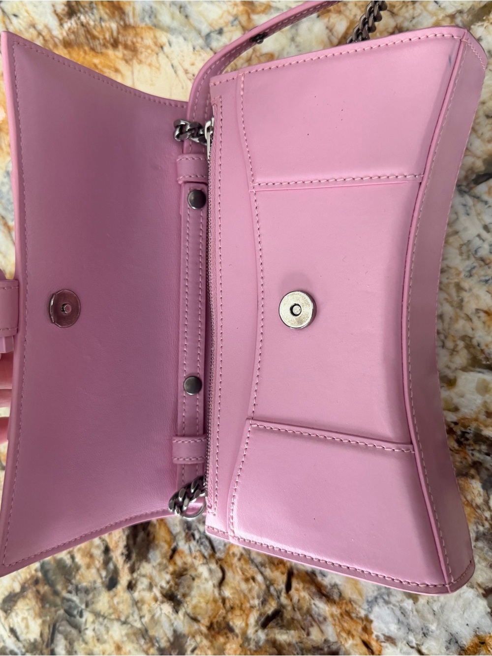 Balenciaga Pink Hourglass Leather 'B' Chain Crossbody Bag - Picture 2 of 8